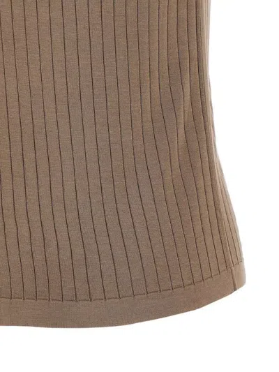 The Row Kaiomi Ribbed Short-sleeve Top In Brown