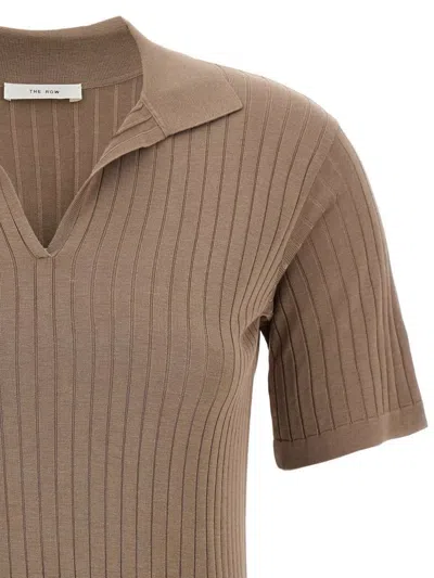 The Row Kaiomi Ribbed Short-sleeve Top In Brown