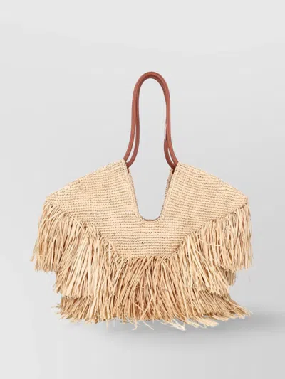 Zimmermann Medium Goldentime Fringed Raffia Bag