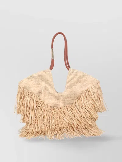 Zimmermann Medium Goldentime Fringed Raffia Bag