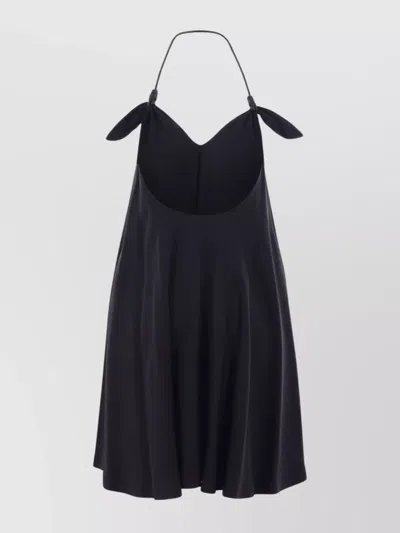 Loewe Halter Neck Sleeveless Flared Dress With Bow In Black