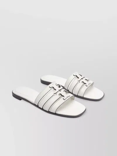 Tory Burch Ines Strappy Leather Flat Sandals In White