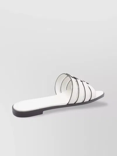 Tory Burch Ines Strappy Leather Flat Sandals In White