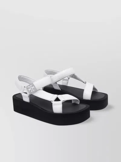 Tory Burch Round Toe Platform Sandals In White