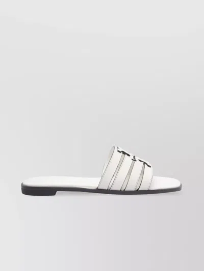 Tory Burch Ines Strappy Leather Flat Sandals In White