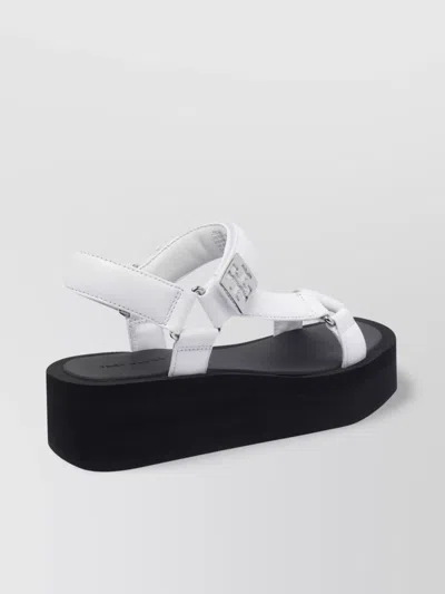 Tory Burch Round Toe Platform Sandals In White