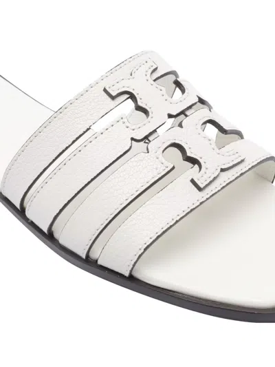 Tory Burch Ines Strappy Leather Flat Sandals In White