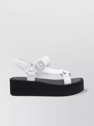 Tory Burch Round Toe Platform Sandals In White