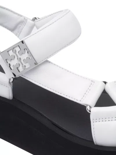 Tory Burch Round Toe Platform Sandals In White