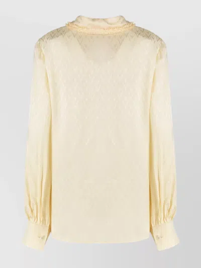 Valentino "toute La V" Silk Jacquard Shirt In Neutral