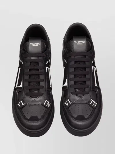 Valentino Leather Sneakers In Black