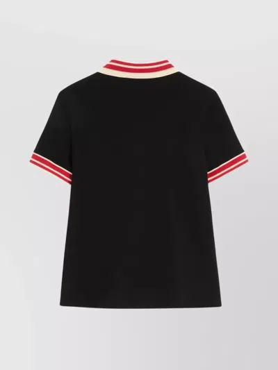 Valentino Cotton Piqué Polo Shirt With Vlogo Patch In Black