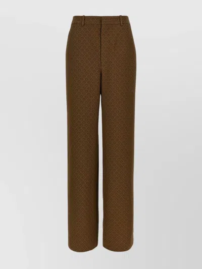 Saint Laurent Twill Pants Featuring All-over Pattern In Brown