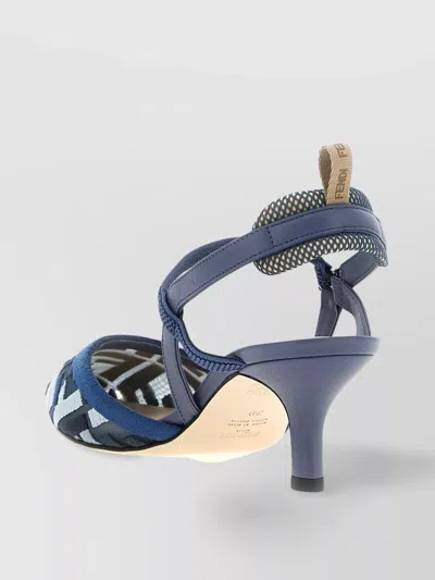 Fendi Colibri Ff Pointed Slingback Kitten Pumps In Blue