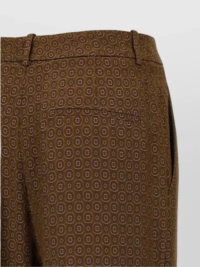 Saint Laurent Twill Pants Featuring All-over Pattern In Brown