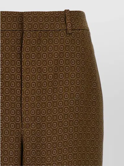 Saint Laurent Twill Pants Featuring All-over Pattern In Brown