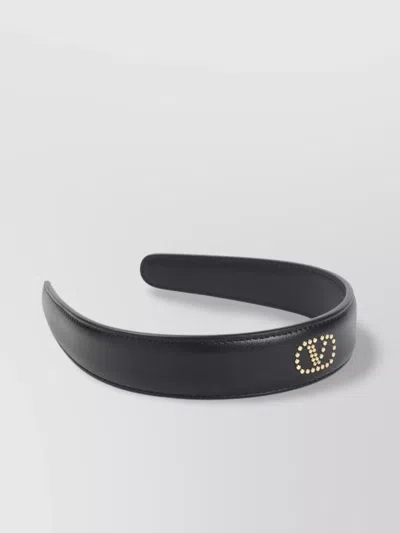 Valentino Garavani Leather Hair Band Mini-studs In Black
