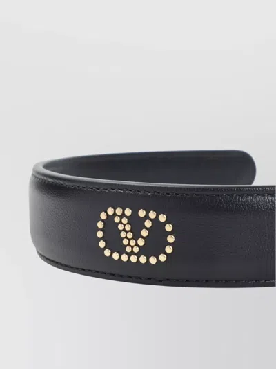 Valentino Garavani Leather Hair Band Mini-studs In Black