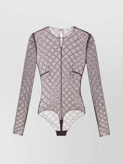 Elisabetta Franchi Sheer Fabric Long Sleeves Round Neckline