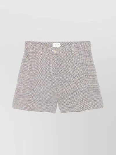 P.a.r.o.s.h Parosh Checked Linen Bambu Shorts With Belt Loops In Gray