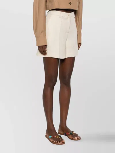 P.a.r.o.s.h Parosh Beige Linen Tailored Shorts With High Waist