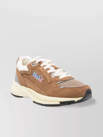 Autry Hyperway Sneakers In Cigar And Silver Mesh And Suede In Neutral