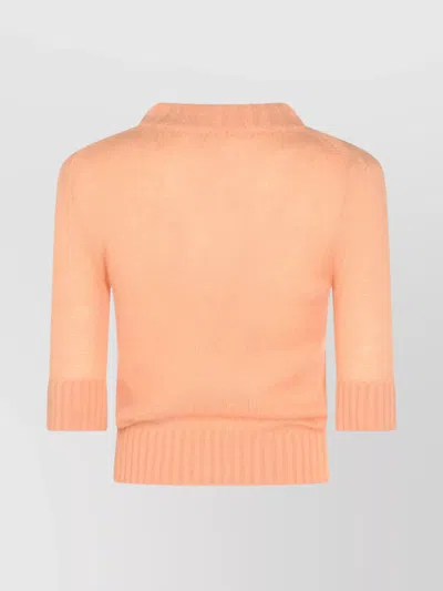 Chloé Logo Embroidery Sweater Sweaters And Cardigans Pink In Orange