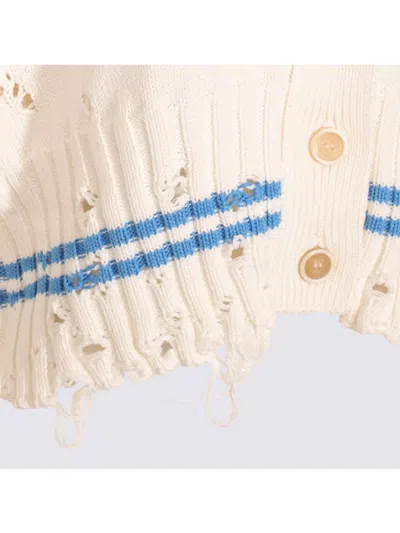 Marni Distressed Striped V-neck Knitwear In Multi