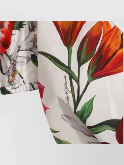 Dolce & Gabbana Cotton Crop Shirt With Flower Print Dolce E Gabbana In Multi
