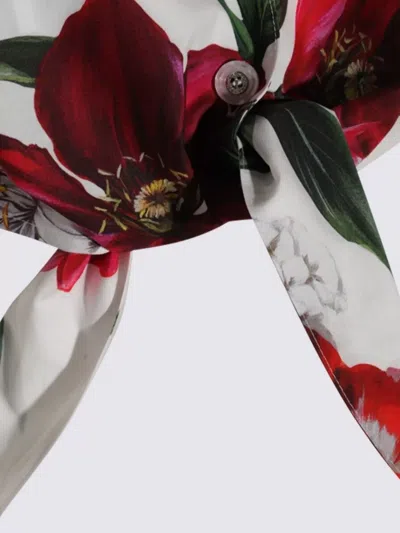 Dolce & Gabbana Cotton Crop Shirt With Flower Print Dolce E Gabbana In Multi