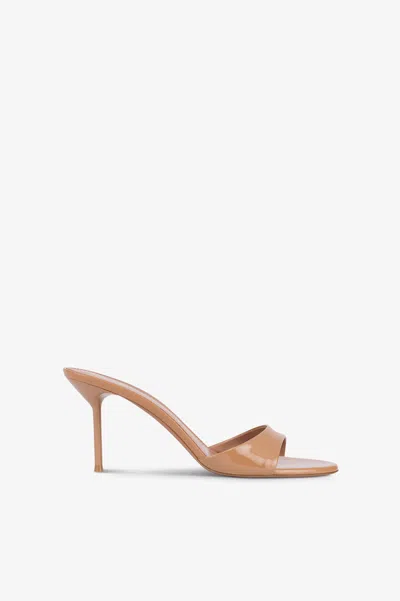 Paris Texas Leather Lidia Mules Almond Toe Stiletto Heel In Beige O Tan