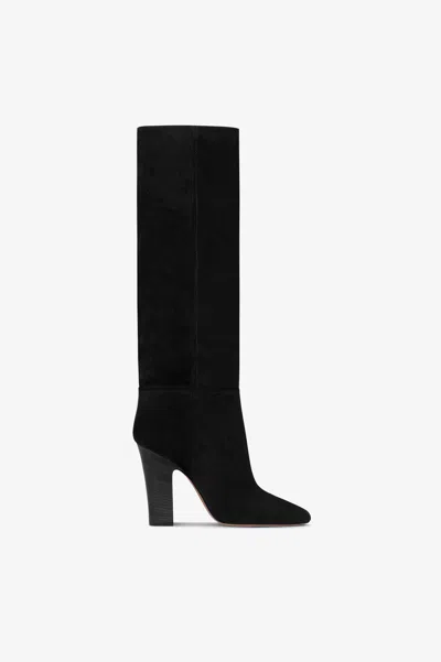 Paris Texas Alizze Suede Pointed-toe Knee-high Boots In Black
