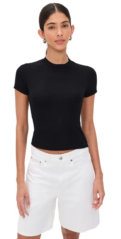 Stateside Fine 2x1 Rib Baby Tee Black In Black