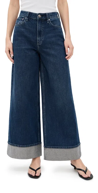 Rag & Bone Sofie High-rise Ankle Wide Leg With Cuff Jeans Dwnjl In Blue