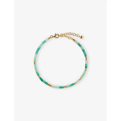 Monica Vinader Womens Delphi Gemstone 18ct Yellow Gold Vermeil And Green Onyx Beaded Bracelet In Blue