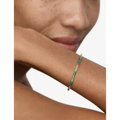 Monica Vinader Womens Delphi Gemstone 18ct Yellow Gold Vermeil And Green Onyx Beaded Bracelet In Blue