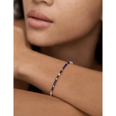 Monica Vinader Womens Delphi Gemstone 18ct Yellow Gold Vermeil And Sodalite Beaded Bracelet Blu In Gold