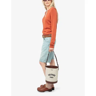 Zadig & Voltaire Womens Sayan Wing-embellished Long-sleeve Cotton-blend Jumper Sienna In Orange