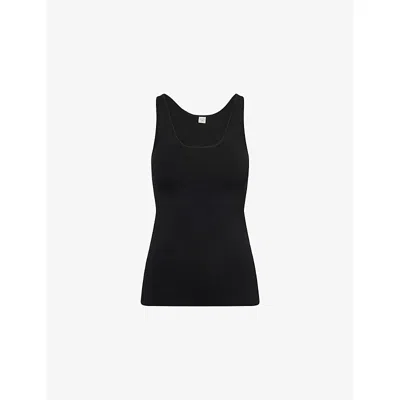 Totême Rib Knit Cotton Tank Top In Black