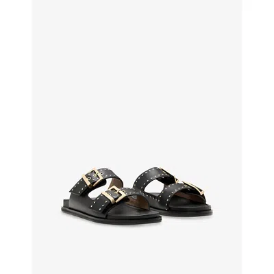 Allsaints Magda Studded Leather Sandals In Black