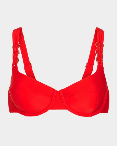 Ramy Brook Rafaelle Underwire Chain Strap Bikini Top In Orange