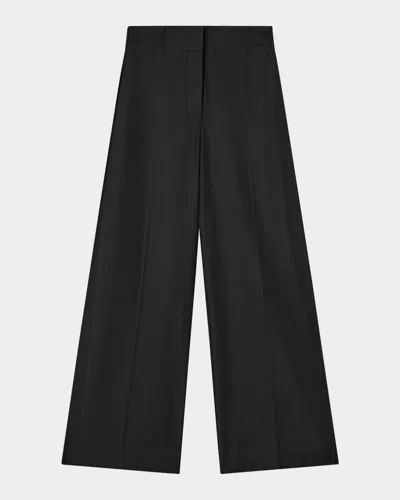 Joseph Womens Black Alana Wide-leg High-rise Wool-blend Trousers