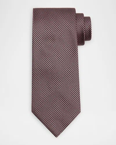 Tom Ford Microhoundstooth Silk Tie In Brown