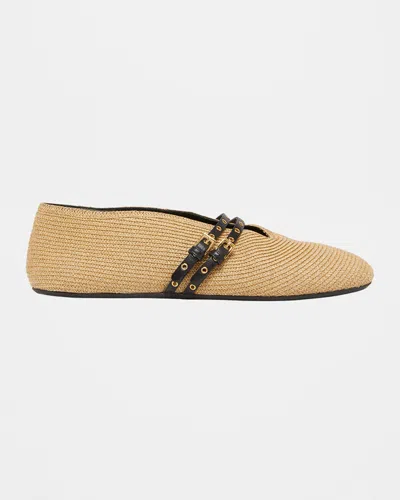 Alaïa Alaia Flat Ballerinas Natural Colour In Paper Straw Women In White