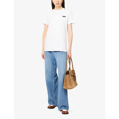 Miu Miu Womens Bianco+bianco+bianco Brand-patch Round-neck Pack Of Three Cotton-jersey T-shirts Xs