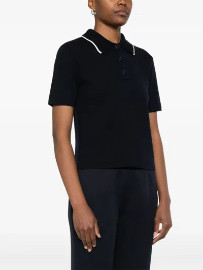 Moncler Womens Knitted Polo In Black