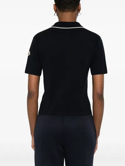Moncler Womens Knitted Polo In Black