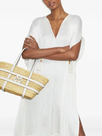 Tory Burch Natural Small Ella Straw Basket Tote In Neutral