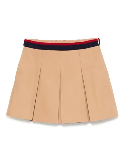 Moncler Pleated Mini Skirt In Brown