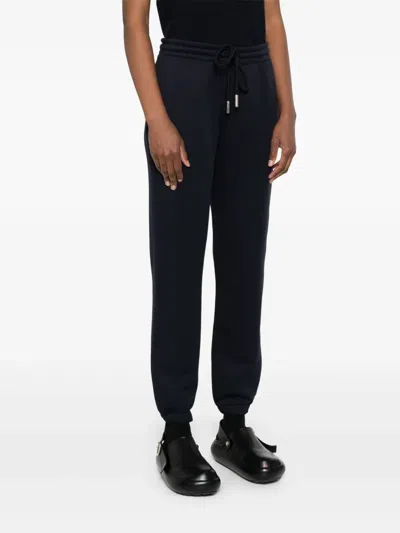 Moncler Blue Cotton Jogging Pants In Black